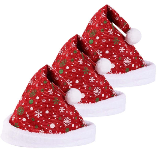 Kerstmutsen Sneeuwvlokken Rood/Wit - 3 Stuks