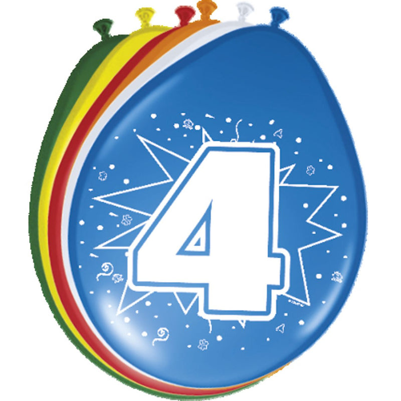 Latex Ballonnen 4 Jaar Multicolor – 8 Stuks