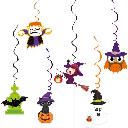 Hangdecoratie Halloween Heksen multicolor – 6 stuks – 70 cm