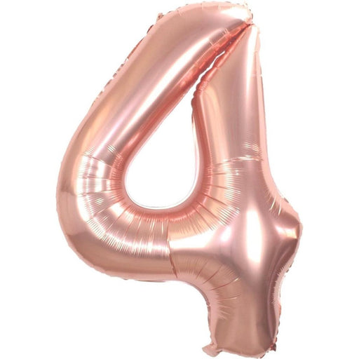 Cijferballon 4 metallic roségoud - 36 cm