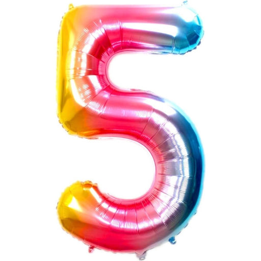 Folie Cijferballon 5 Regenboog – 36 cm