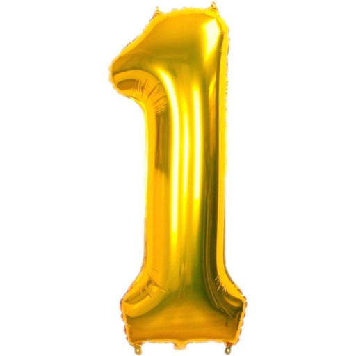 Cijferballon 1 goud - 36 cm