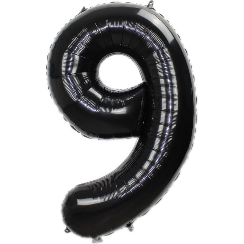 Folie Cijferballon 9 Zwart 86 cm