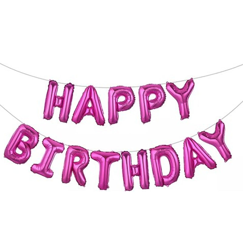 Folieballonslinger Happy Birthday Roze - 13 Letters
