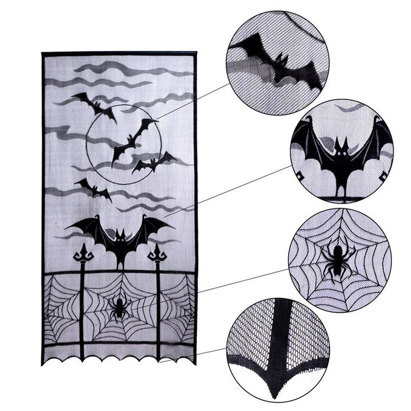 Deurgordijn Halloween Vleermuizen en Spinnen Zwart - 213 x 102 cm