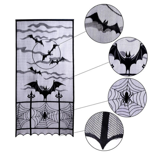 Deurgordijn Halloween Vleermuizen en Spinnen Zwart - 213 x 102 cm