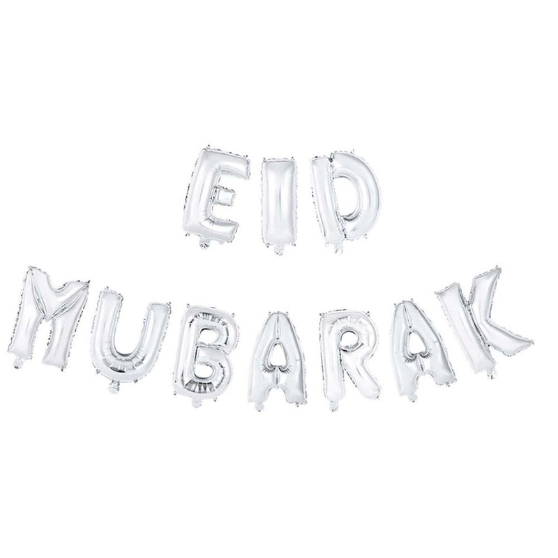 Eid Mubarak Folieballonletters Zilver