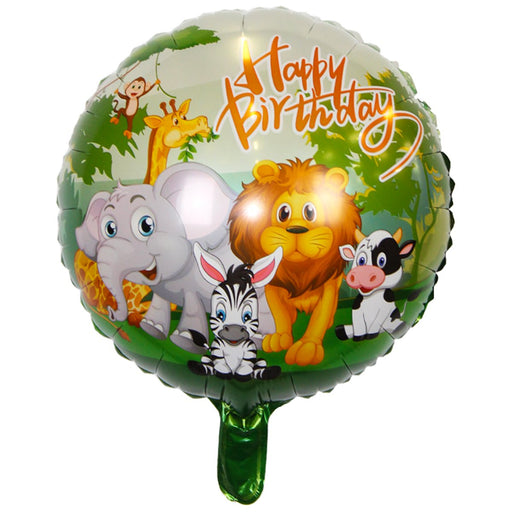 Folieballon Happy Birthday Jungle Dieren - 45 x 45 cm