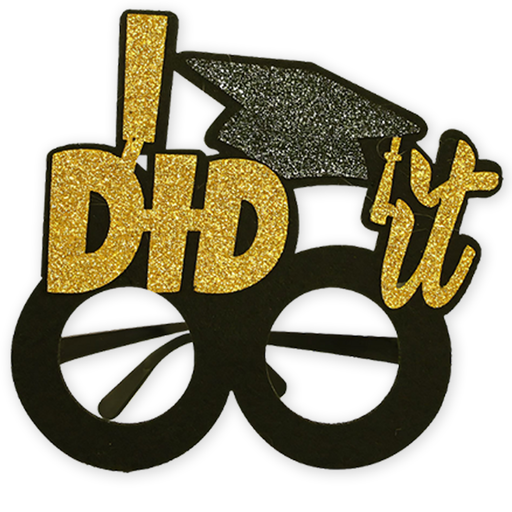 Afstudeerbril You Did It zwart/goud – 17 x 12 cm