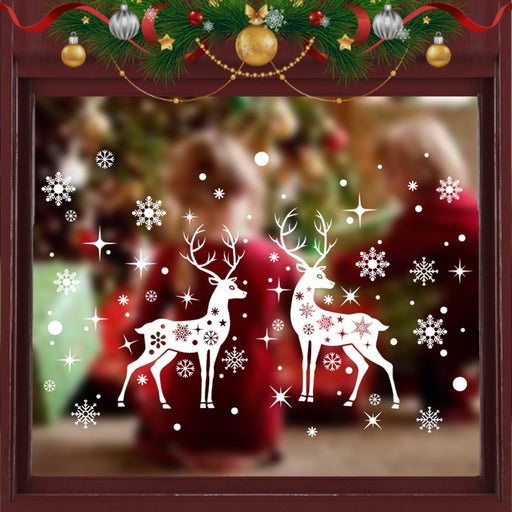Kerst Raamstickers Rendieren Wit – 82 Stuks