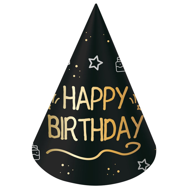 Shining Glam Feesthoedjes Happy Birthday – 6 Stuks