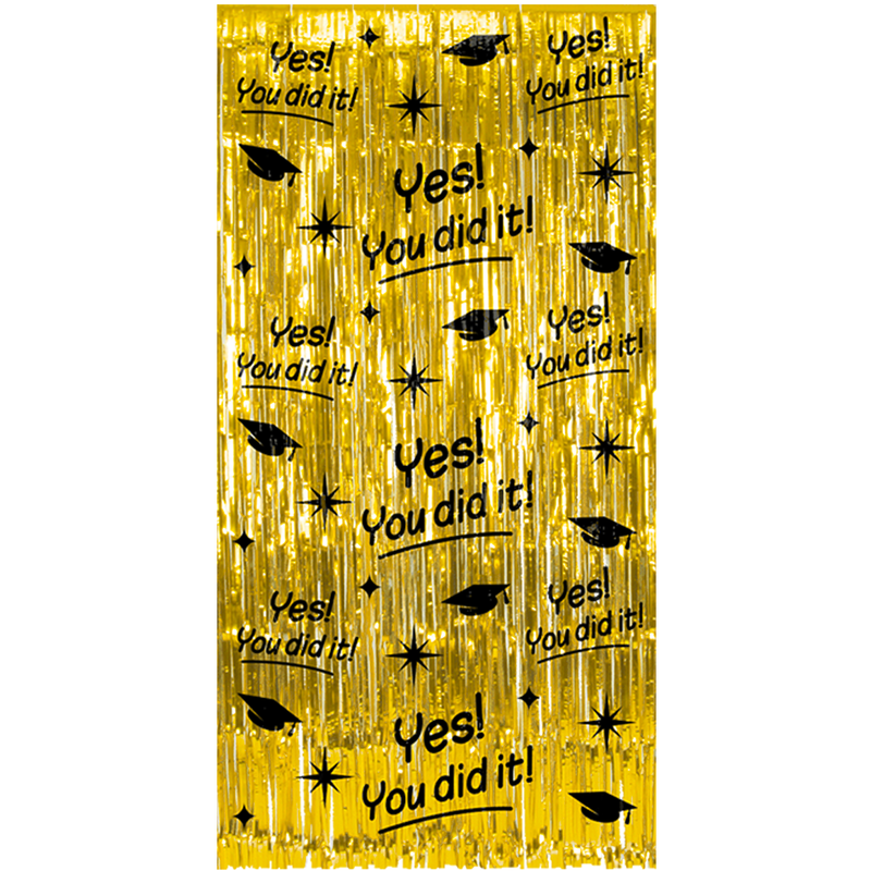 Afstudeer Deurgordijn Yes You Did It goud/zwart – 100 x 200 cm