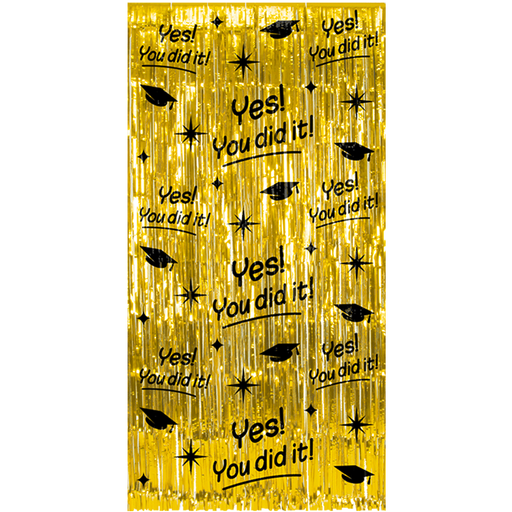 Afstudeer Deurgordijn Yes You Did It goud/zwart – 100 x 200 cm