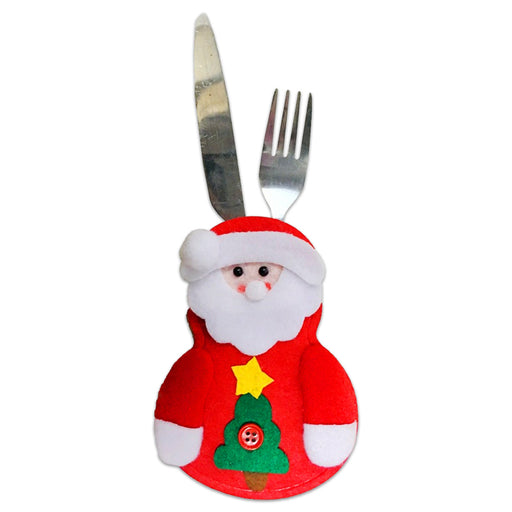 Kerst Bestekhouder Kerstman – 10 × 14 cm