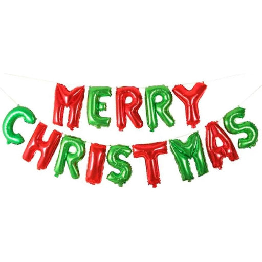 Folie Letterballonnen Merry Christmas Rood/Groen – 14 Stuks