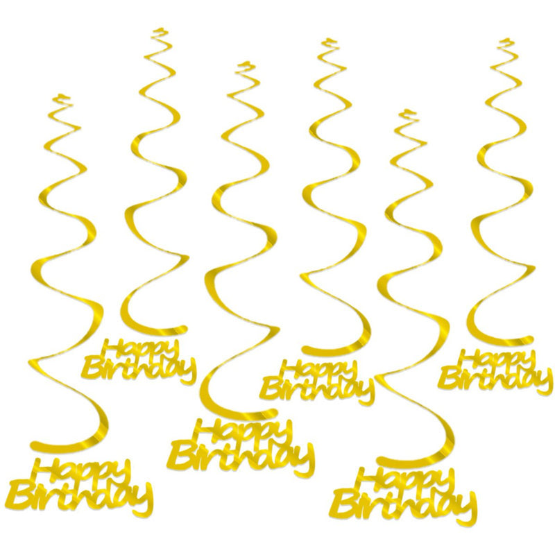 Hangdecoratie Happy Birthday goud – 6 stuks – 55 cm