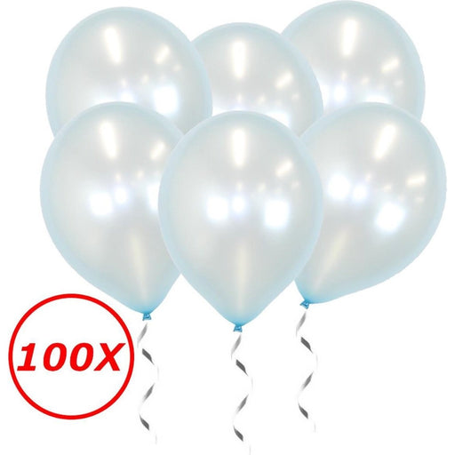 Metallic Latex Ballonnen Babyblauw 34 cm – 100 Stuks