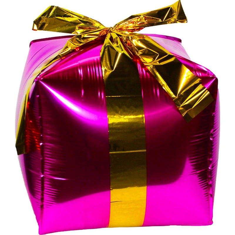 Folieballon Cadeau Roze/Goud