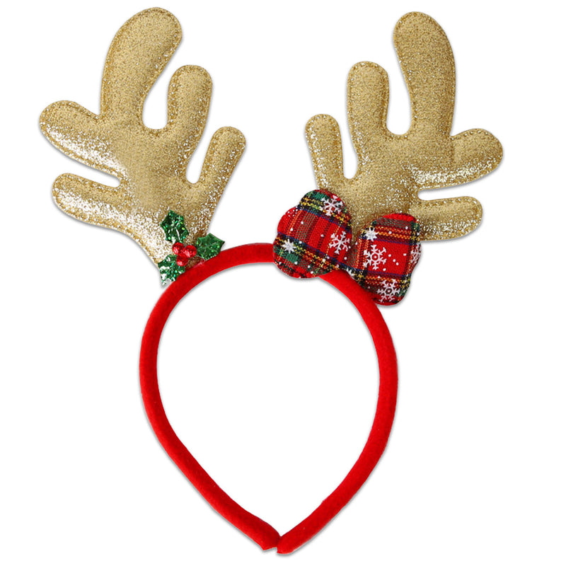 Kerstdiadeem Rendiergewei Goud/Rood