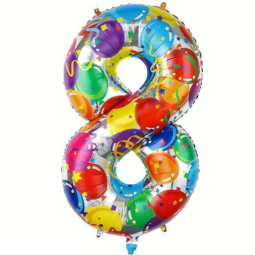 Folie Cijferballon 8 Multicolor Ballonnenprint – 86 cm