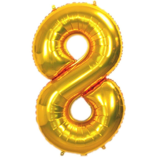 Cijferballon 8 goud - 36 cm