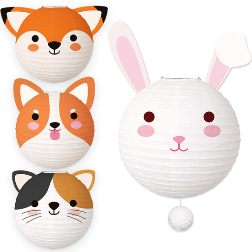 Papieren Lampionnenset Dieren – 25 cm – 4 Stuks
