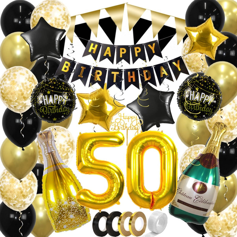 Feestpakket 50 Jaar Goud/Zwart – 60-Delig