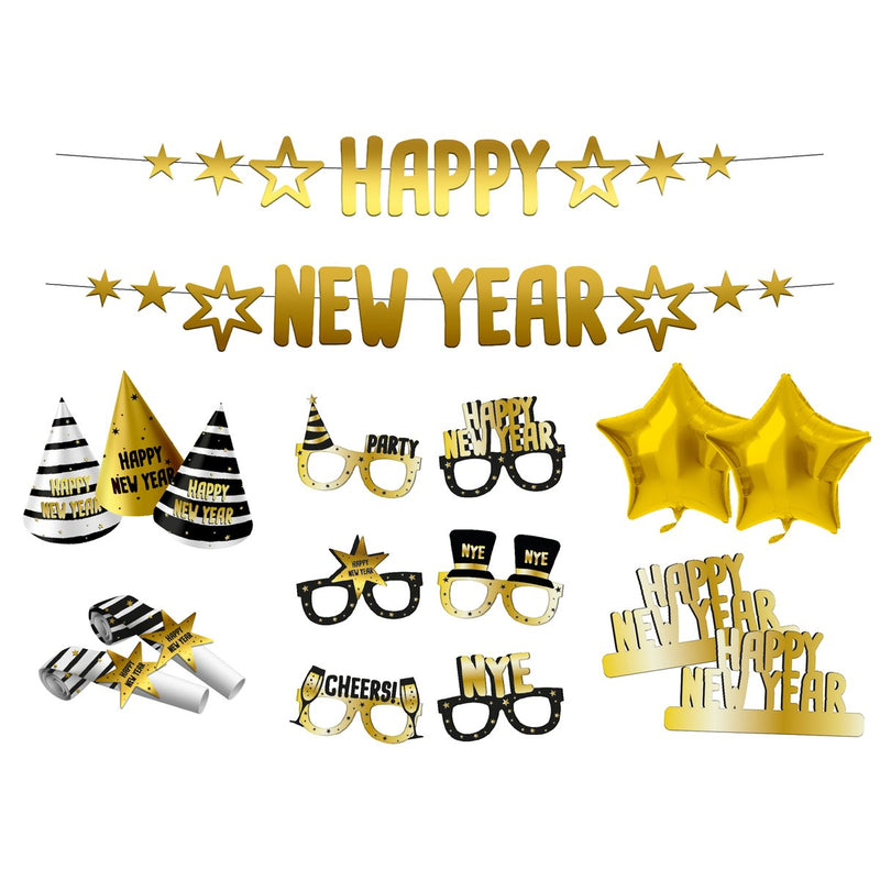 Feestpakket Happy New Year Goud/Zwart