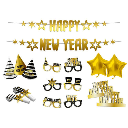 Feestpakket Happy New Year Goud/Zwart