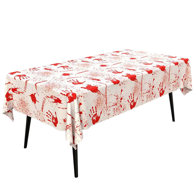 Tafelkleed Halloween Bloedafdrukken Wit/Rood - 183 x 137 cm