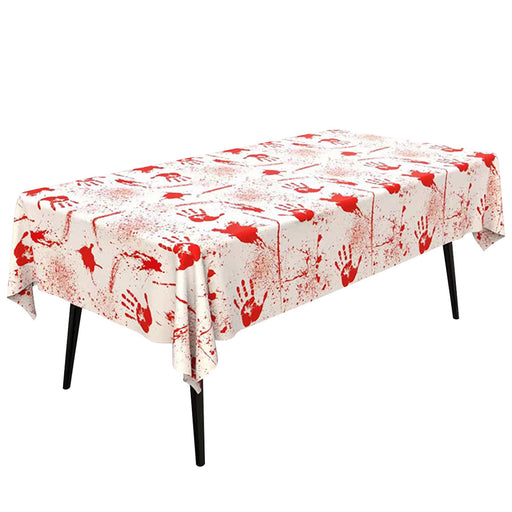Tafelkleed Halloween Bloedafdrukken Wit/Rood - 183 x 137 cm