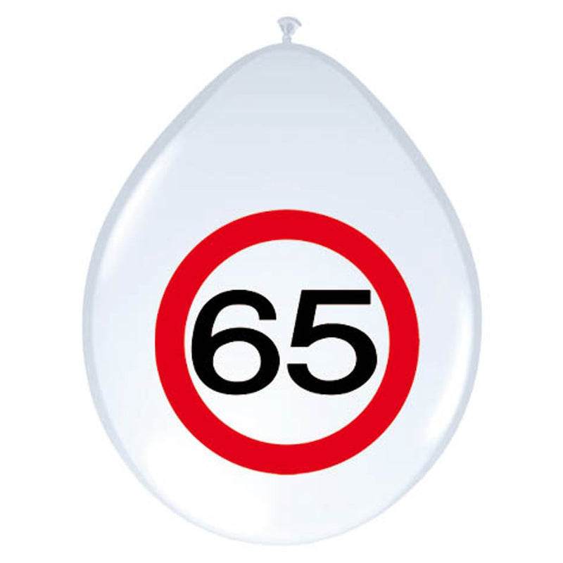 Latex Ballonnen Verkeersbord 65 Jaar – 8 Stuks