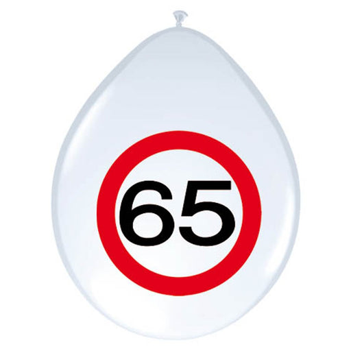 Latex Ballonnen Verkeersbord 65 Jaar – 8 Stuks