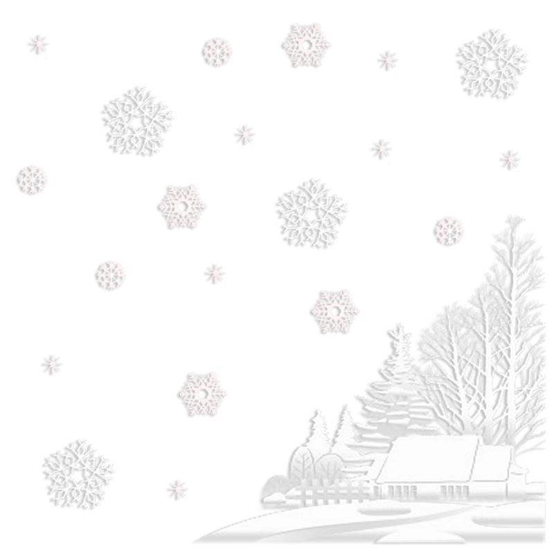 Kerst Raamstickers Sneeuwvlokken en landschap wit – 31 stuks – 1 vel van 29,5 x 9,5 cm