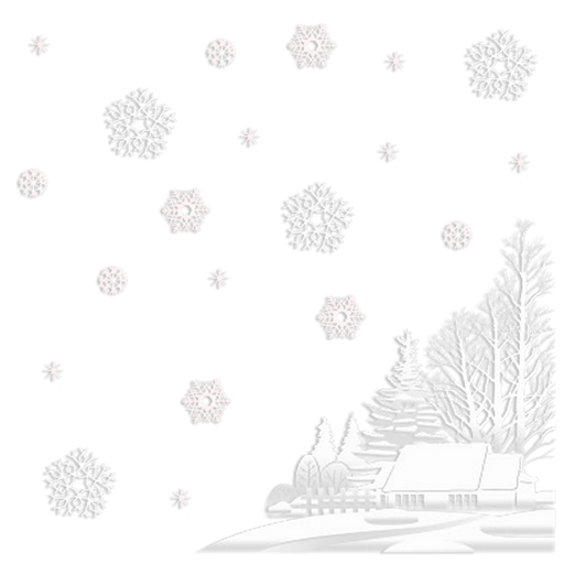 Kerst Raamstickers Sneeuwvlokken en landschap wit – 31 stuks – 1 vel van 29,5 x 9,5 cm