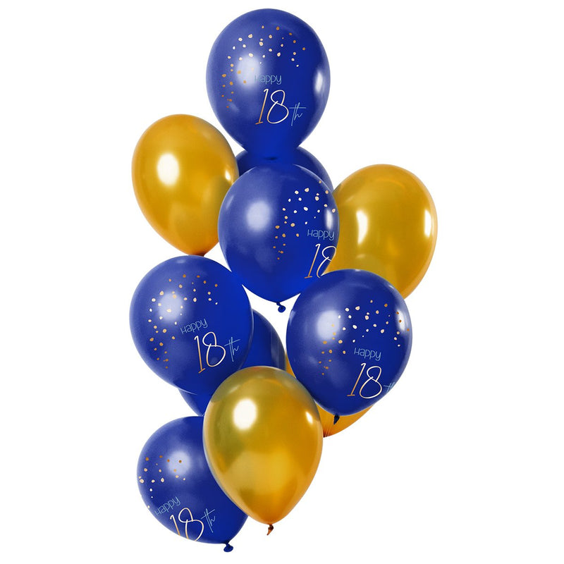 Latex Ballonnen 18 Jaar True Blue Goud – 12 Stuks
