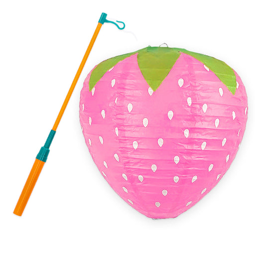 Lampion Aardbei roze met lampionstok – 30 cm