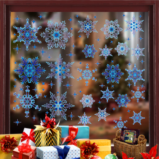 Kerst Raamstickers Sneeuwvlokken blauw – 75 stuks