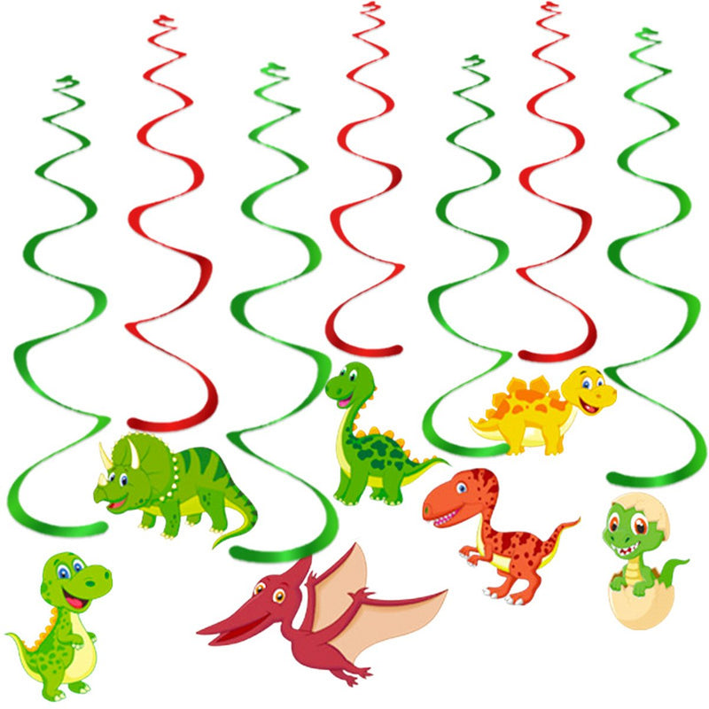 Hangdecoratie Dinosaurussen groen/rood – 7 stuks – 55 cm