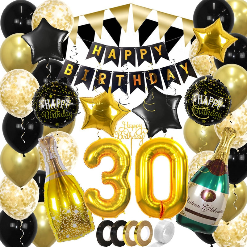 Feestpakket 30 Jaar Goud/Zwart – 60-Delig