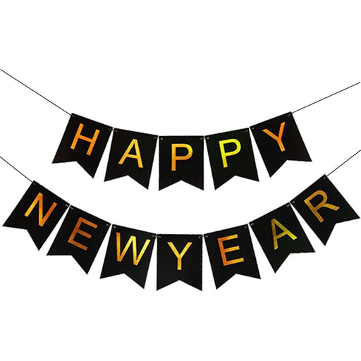 Letterslinger Happy New Year Zwart en Goud