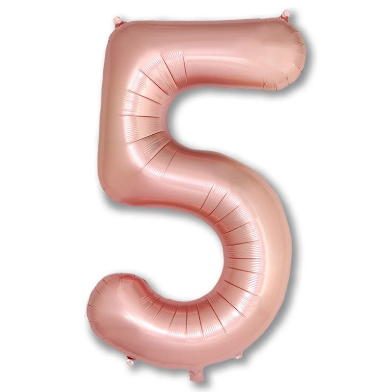 Cijferballon 5 roségoud - 86 cm