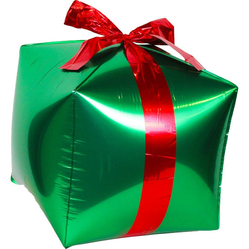 Folieballon Cadeau Groen/Rood