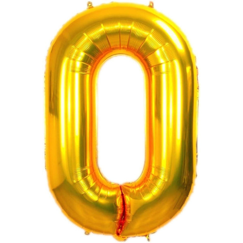 Cijferballon 0 goud - 70 cm