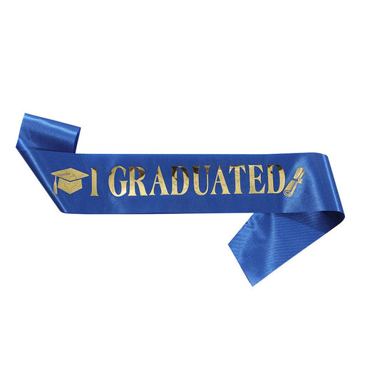 Afstudeersjerp I Graduated Blauw/Goud - 80 cm
