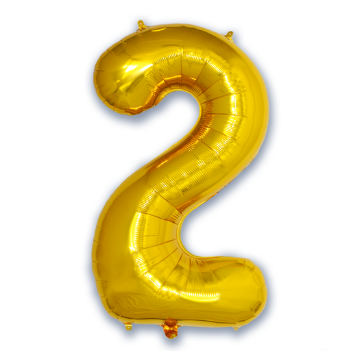 Cijferballon 2 goud - 86 cm