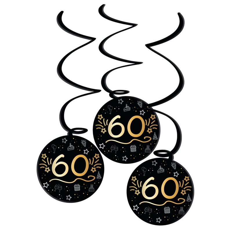 Shining Glam Hangdecoratie 60 Jaar – 3 Stuks