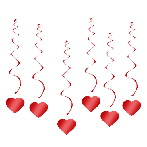 Hangdecoratie Swirls met Hartjes Rood – 55 cm – 6 Stuks