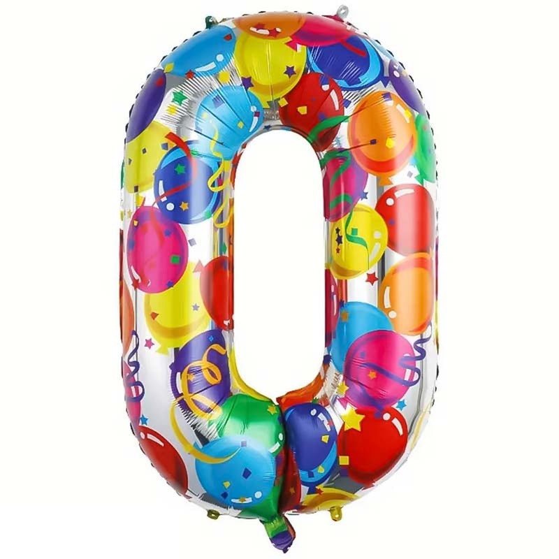 Folie Cijferballon 0 Multicolor Ballonnenprint – 86 cm