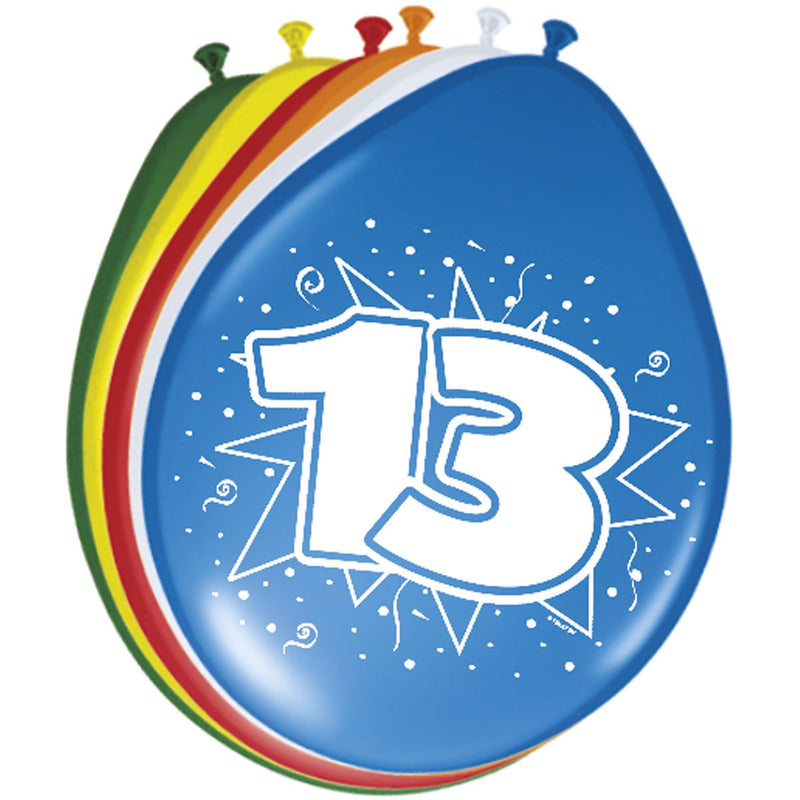 Latex Ballonnen 13 Jaar Multicolor – 8 Stuks